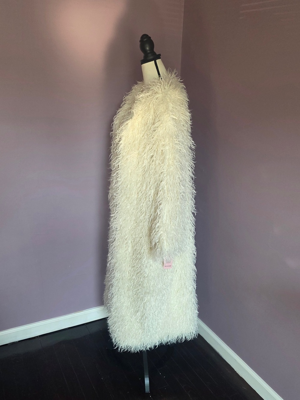 Long White Faux Fur Feathered Duster Coat - Picture 3 of 7
